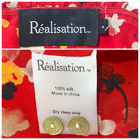 Realisation Par Juliet Silk Midi Dress in Rouge Fleur Size M - Picture 10 of 11